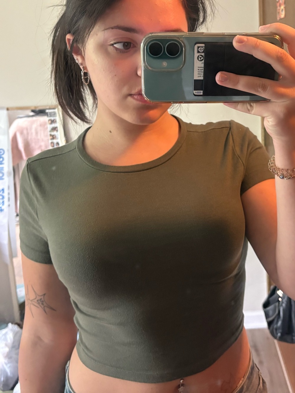 wild fable Olive Green Short Sleeve Crop Top
